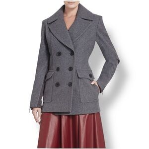BCBGMaxAzria Charcoal Wool Blend Peacoat Jacket Size L